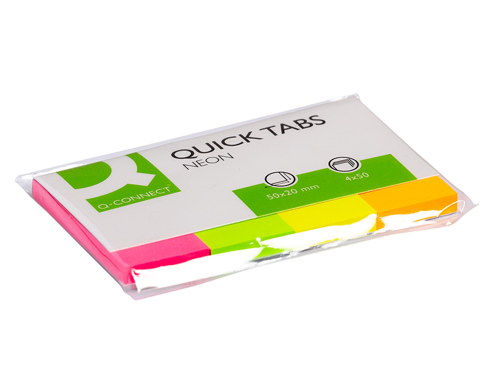 BANDAS SEPARADORAS Q-CONNECT INDEX PACK DE 4 CORES FLUORESCENTES