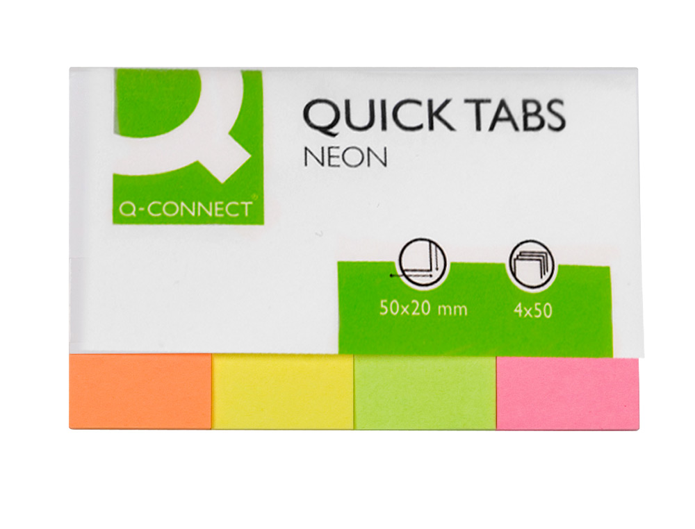BANDAS SEPARADORAS Q-CONNECT INDEX PACK DE 4 CORES FLUORESCENTES