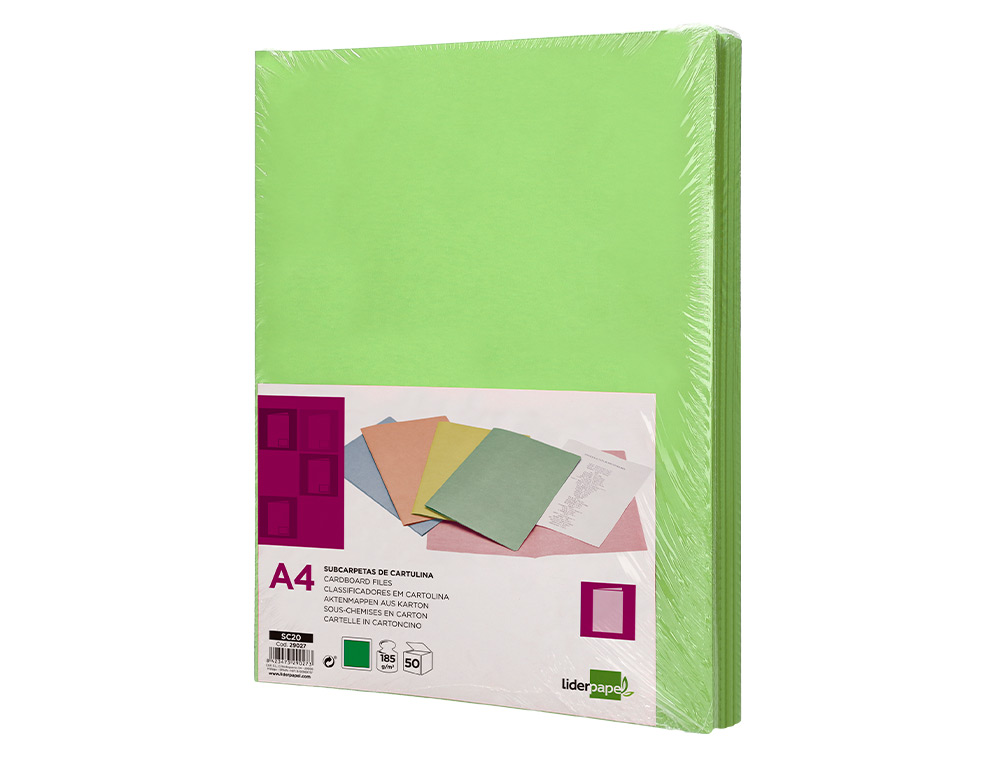 CLASSIFICADOR LIDERPAPEL EM CARTOLINA DE 180 GR DIN A4 VERDE INTENSO
