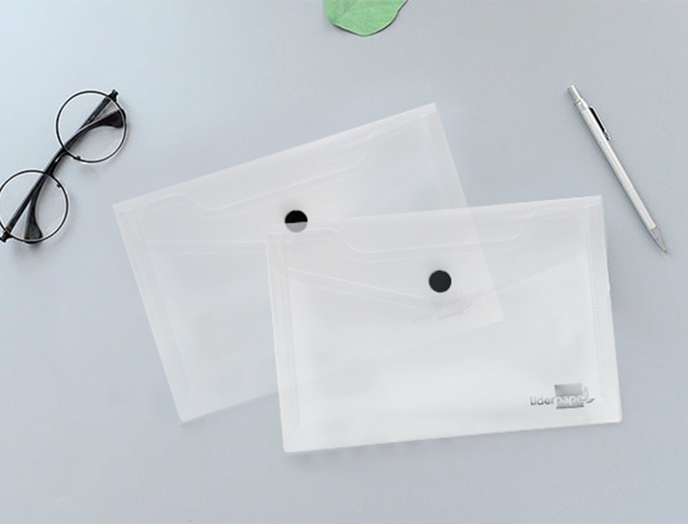 BOLSA PORTA DOCUMENTOS LIDERPAPEL COM MOLA DIN A6 CRISTAL