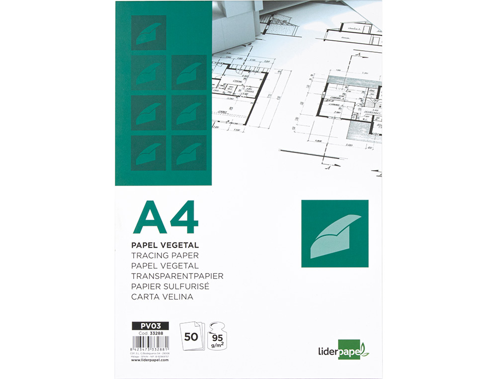 BLOCO COLADO PAPEL VEGETAL A4 50 FOLHAS