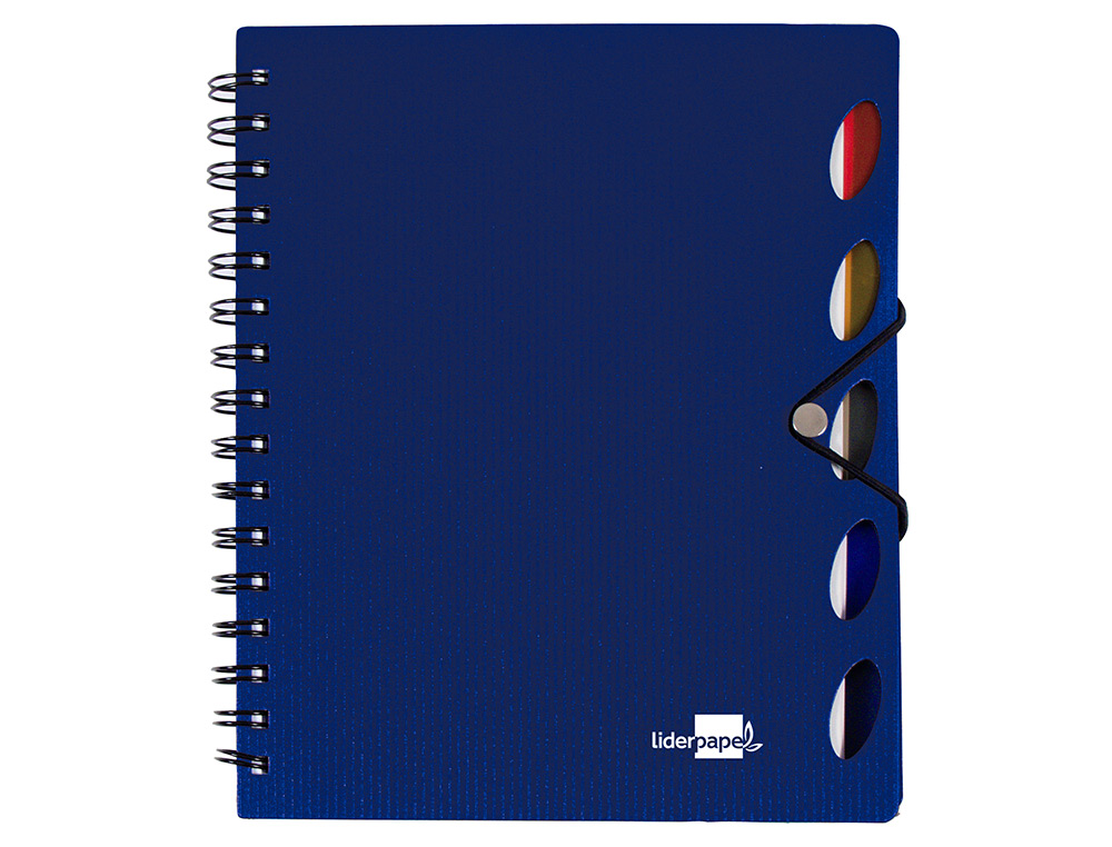 CADERNO ESPIRAL LIDERPAPEL A4 MICRO EXECUTIVE CAPA PLASTICO 100 F 80 GR QUADRICULA 5MM 5 SEPARADORES COM ELASTICO AZUL