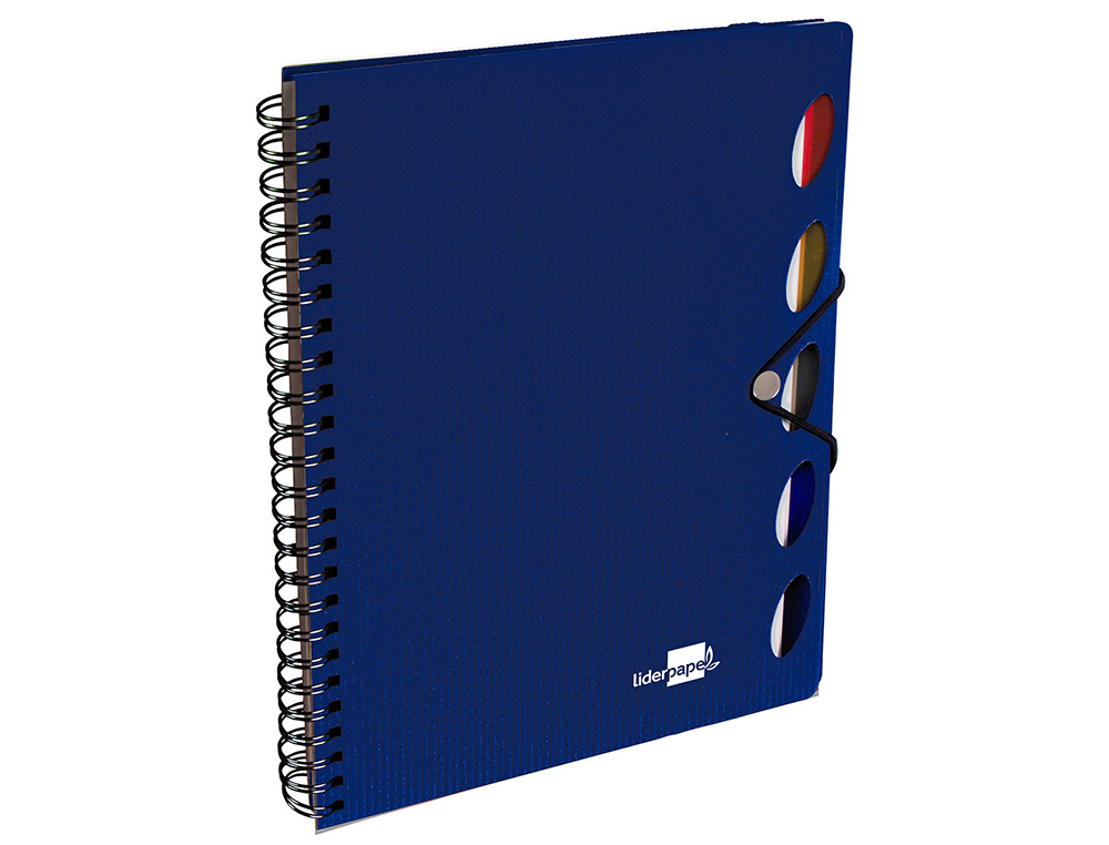 CADERNO ESPIRAL LIDERPAPEL A4 MICRO EXECUTIVE CAPA PLASTICO 100 F 80 GR QUADRICULA 5MM 5 SEPARADORES COM ELASTICO AZUL