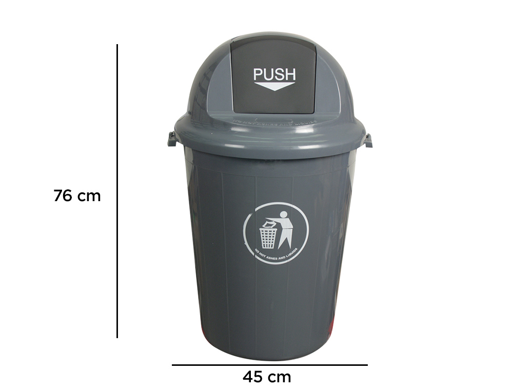 CONTENTOR DE LIXO Q-CONNECT PLASTICO CINZA COM TAMPA REDEONDA GIRATORIA CAPACIDADE PARA 80 LITROS