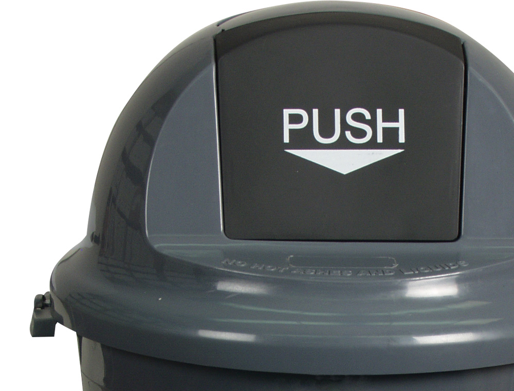 CONTENTOR DE LIXO Q-CONNECT PLASTICO CINZA COM TAMPA REDEONDA GIRATORIA CAPACIDADE PARA 80 LITROS