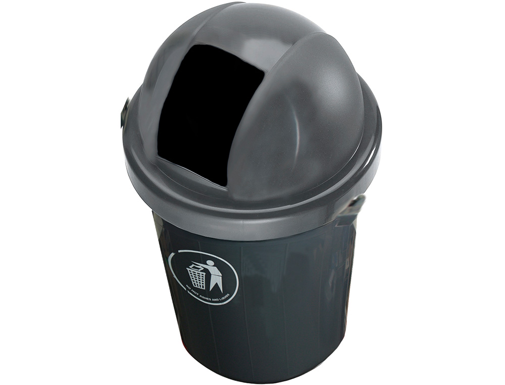 CONTENTOR DE LIXO Q-CONNECT PLASTICO CINZA COM TAMPA REDEONDA GIRATORIA CAPACIDADE PARA 80 LITROS