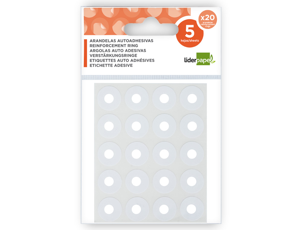 ARGOLAS AUTOADESIVA LIDERPAPEL BRANCAS BOLSA COM 5 FOLHAS