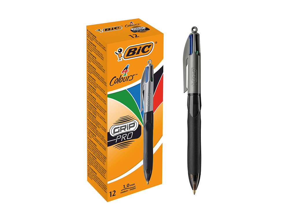 ESFEROGRAFICA BIC QUATRO CORES COM GRIP CORE PRETO PONTA 1,3 MM