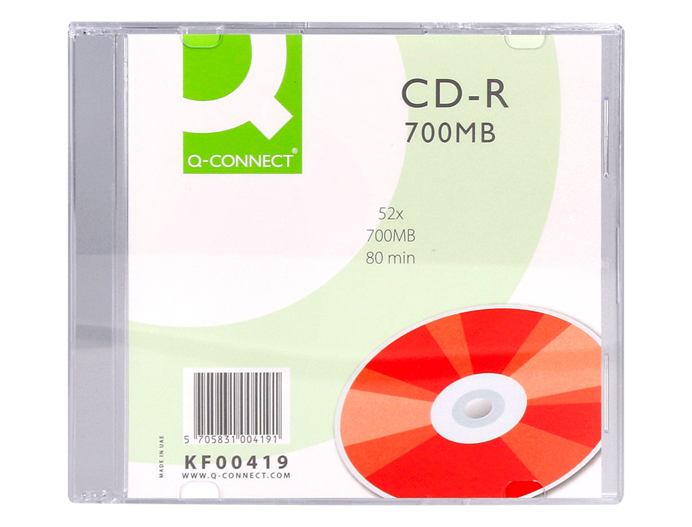 CD-R Q-CONNECT CAPACIDADE 700MB DURACAO 80MIN VELOCIDADE 52X CAIXA SLIM 1 UNIDADE