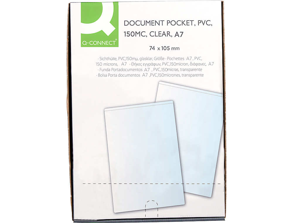 BOLSA CATALOGO Q-CONNECT DIN A7 150 MICRONS PVC TRANSPARENTE 74 X 105 MM