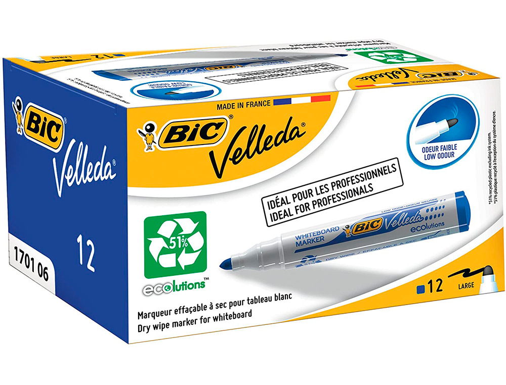 MARCADOR BIC VELLEDA PARA QUADRO BRANCO COR AZUL PONTA REDONDA 1,3 MM