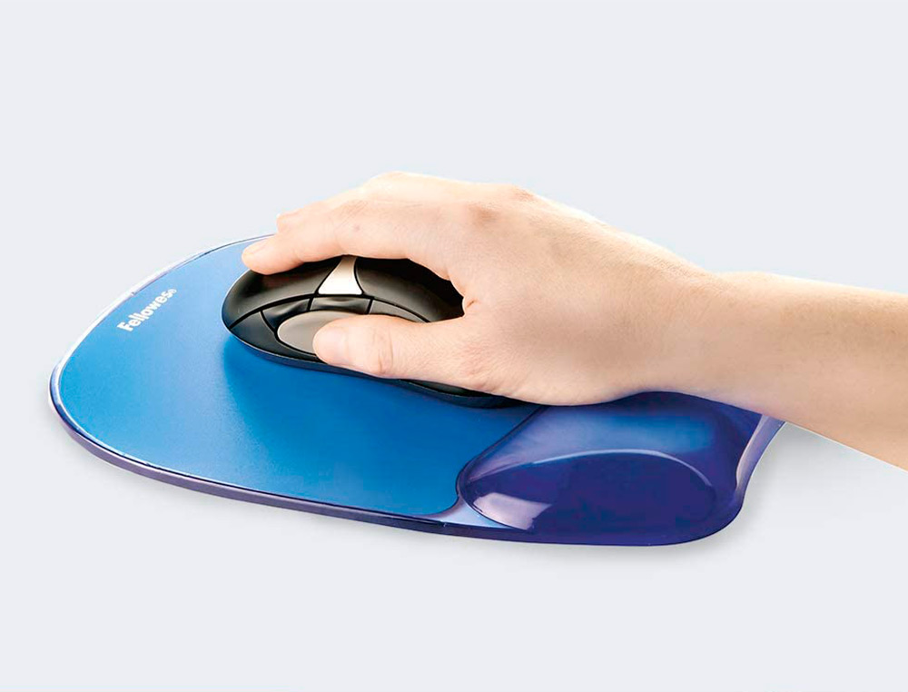 TAPETE PARA RATO FELLOWES AZUL COM APOIO DE PULSOS DE GEL