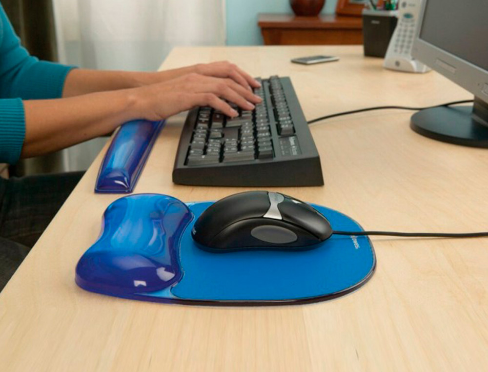 TAPETE PARA RATO FELLOWES AZUL COM APOIO DE PULSOS DE GEL