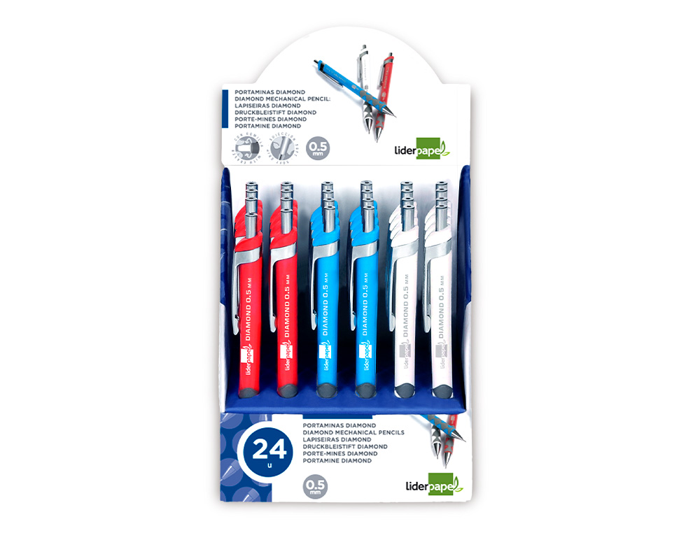 LAPISEIRA LIDERPAPEL DIAMOND 0.5 MM COM BORRACHA E PEGA SOFT CORES SORTIDAS