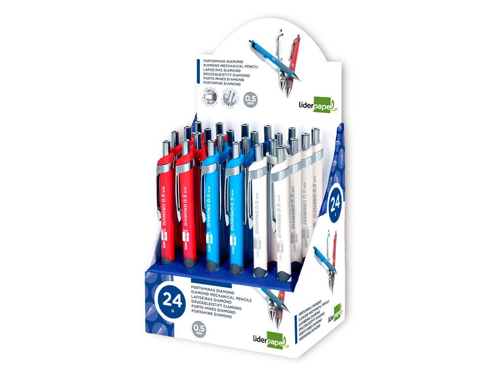 LAPISEIRA LIDERPAPEL DIAMOND 0.5 MM COM BORRACHA E PEGA SOFT CORES SORTIDAS
