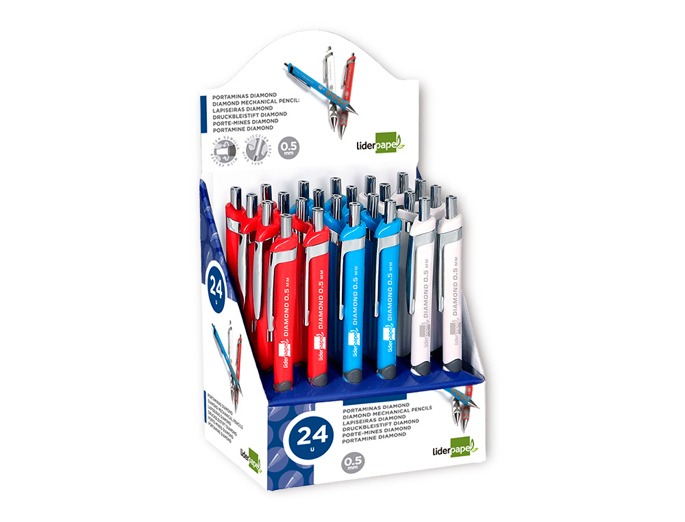 LAPISEIRA LIDERPAPEL DIAMOND 0.5 MM COM BORRACHA E PEGA SOFT CORES SORTIDAS