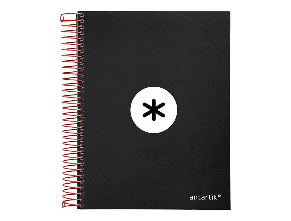 CADERNO ESPIRAL DIN A5 ANTARTIK CAPA FORRADA 120 F 100 GR LISO COM BANDAS DE CORES 6 FUROS COR PRETO