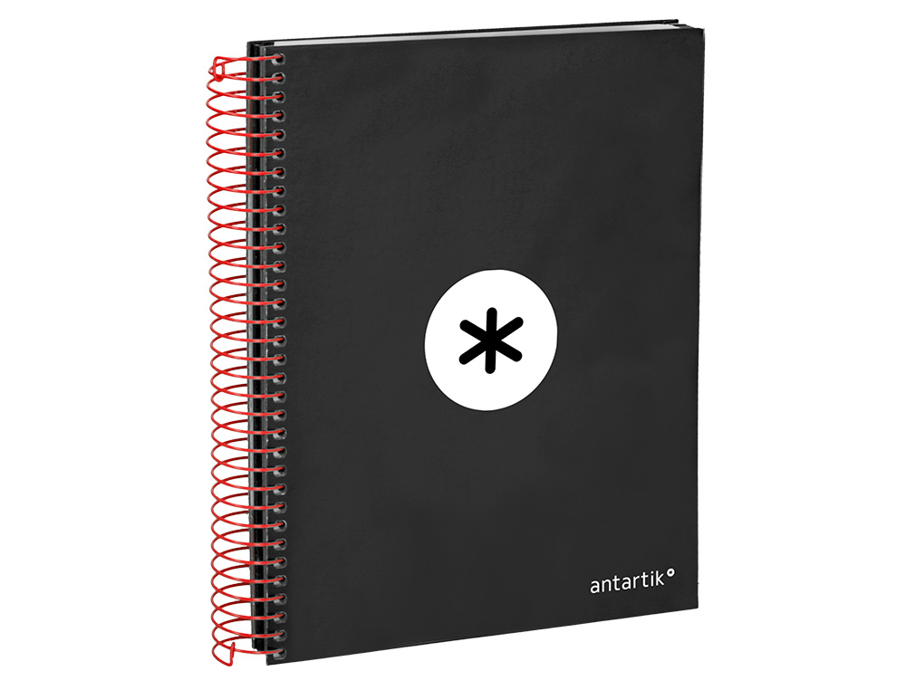 CADERNO ESPIRAL DIN A5 ANTARTIK CAPA FORRADA 120 F 100 GR LISO COM BANDAS DE CORES 6 FUROS COR PRETO