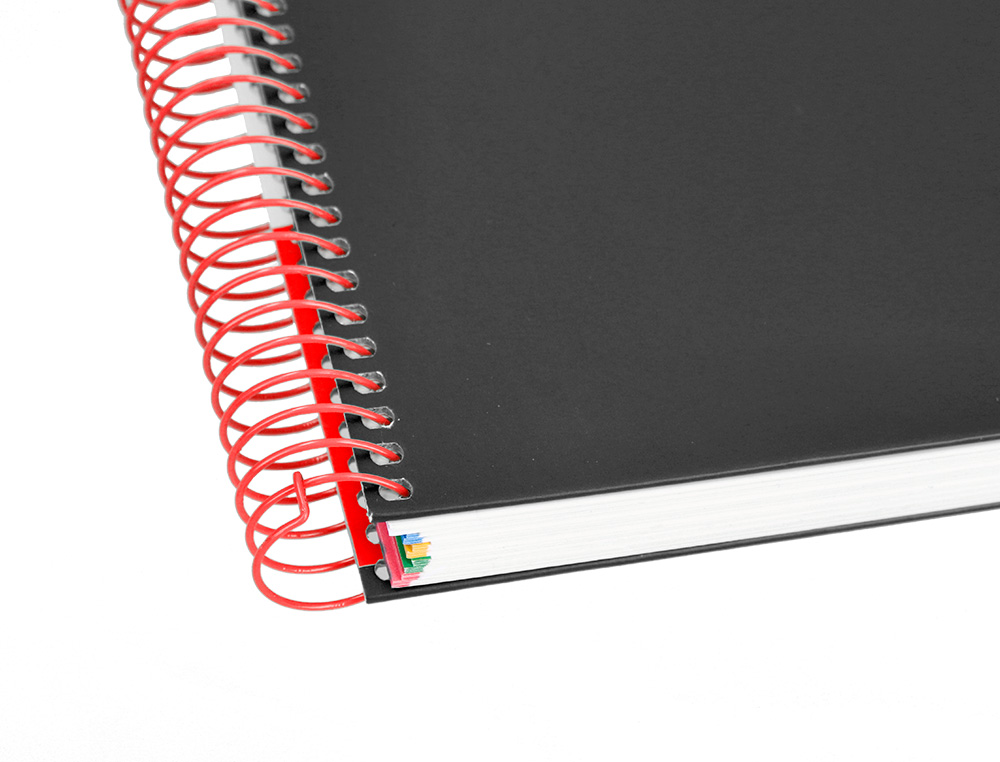 CADERNO ESPIRAL DIN A5 ANTARTIK CAPA FORRADA 120 F 100 GR LISO COM BANDAS DE CORES 6 FUROS COR PRETO