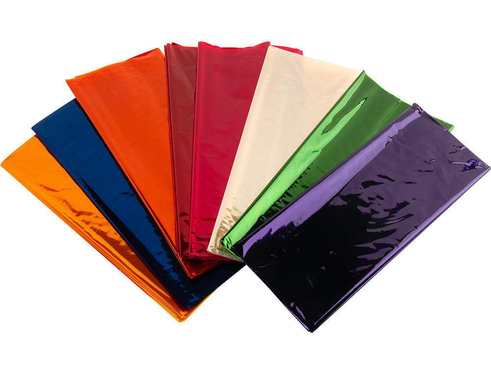 PAPEL CELOFANE LIDERPAPEL 50X70 CM 22GR BOLSA DE 10 FOLHAS CORES SORTIDAS