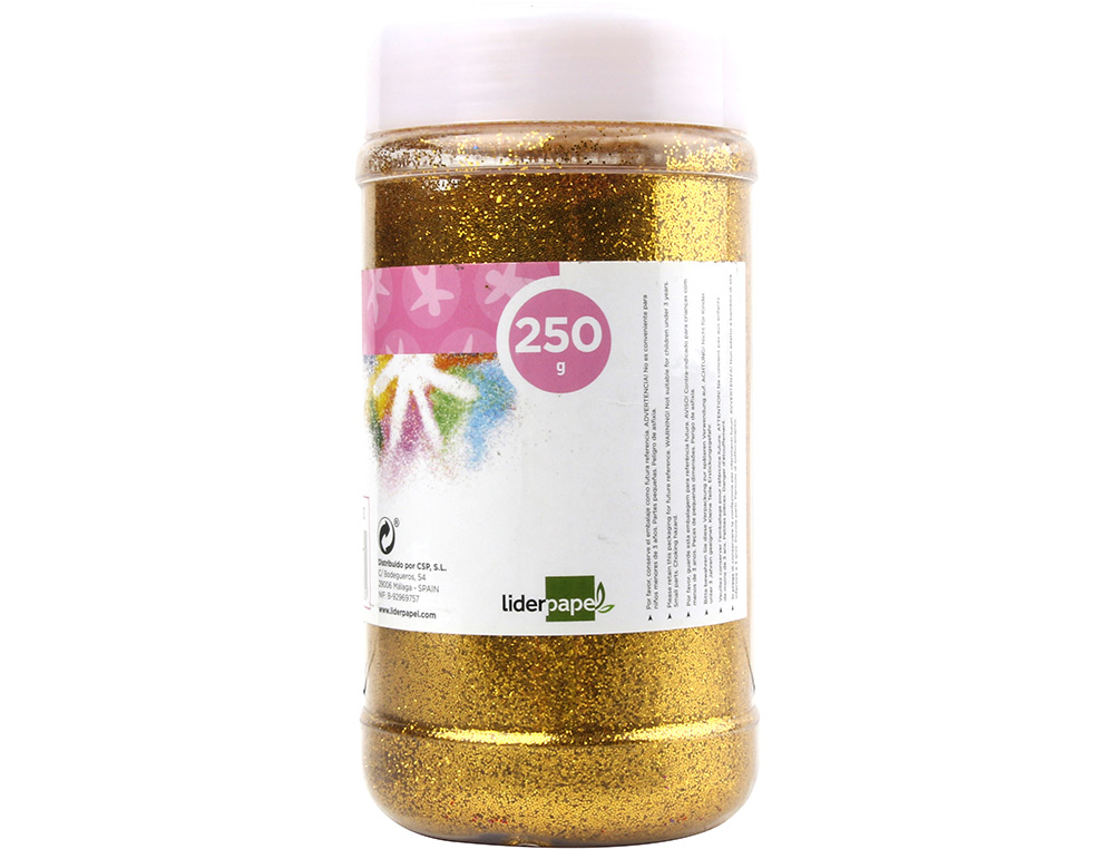 PURPURINA LIDERPAPEL FANTASIA COR OURO METALIZADO FRASCO DE 250 GR