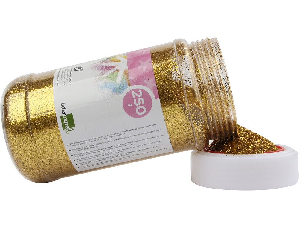 PURPURINA LIDERPAPEL FANTASIA COR OURO METALIZADO FRASCO DE 250 GR