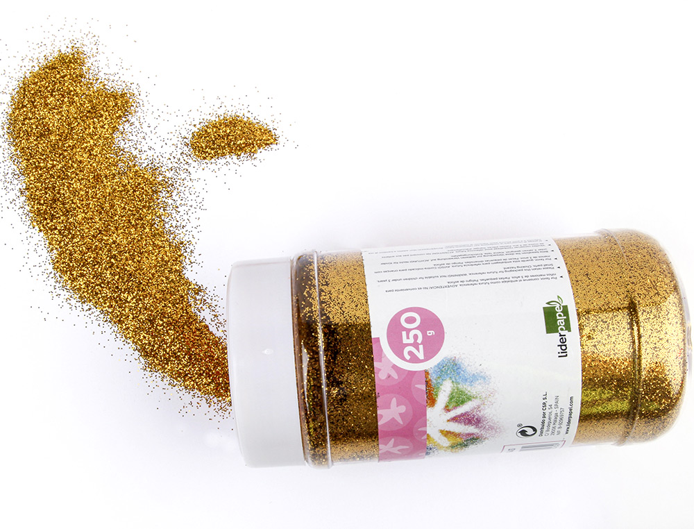PURPURINA LIDERPAPEL FANTASIA COR OURO METALIZADO FRASCO DE 250 GR
