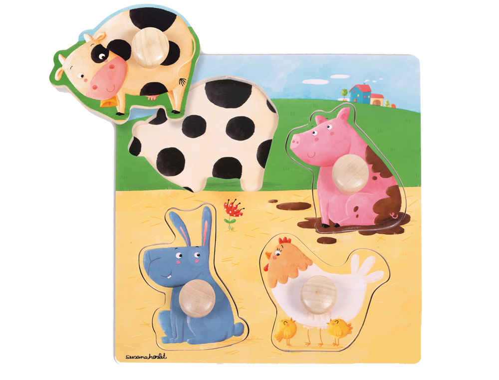 PUZZLE GOULA MADEIRA 4 PECAS ANIMAIS QUINTA COR