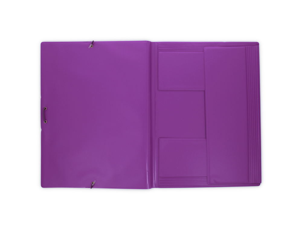 CARPETA GOMA GRAFOPLAS FOLIO FORRADA 3 SOLAPAS PVC VIOLETA