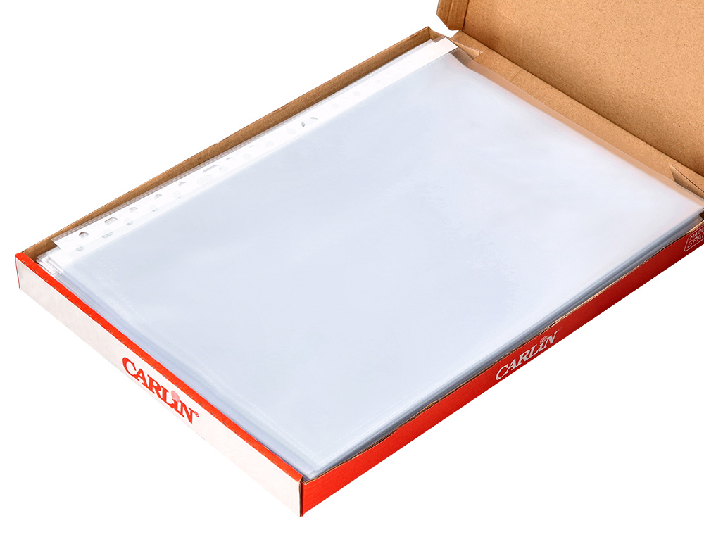 BOLSA CATALOGO/MICA CARLIN POLIPROPILENO DIN A4 MARTELADA 16 FUROS CAIXA DE 100 UNIDADES