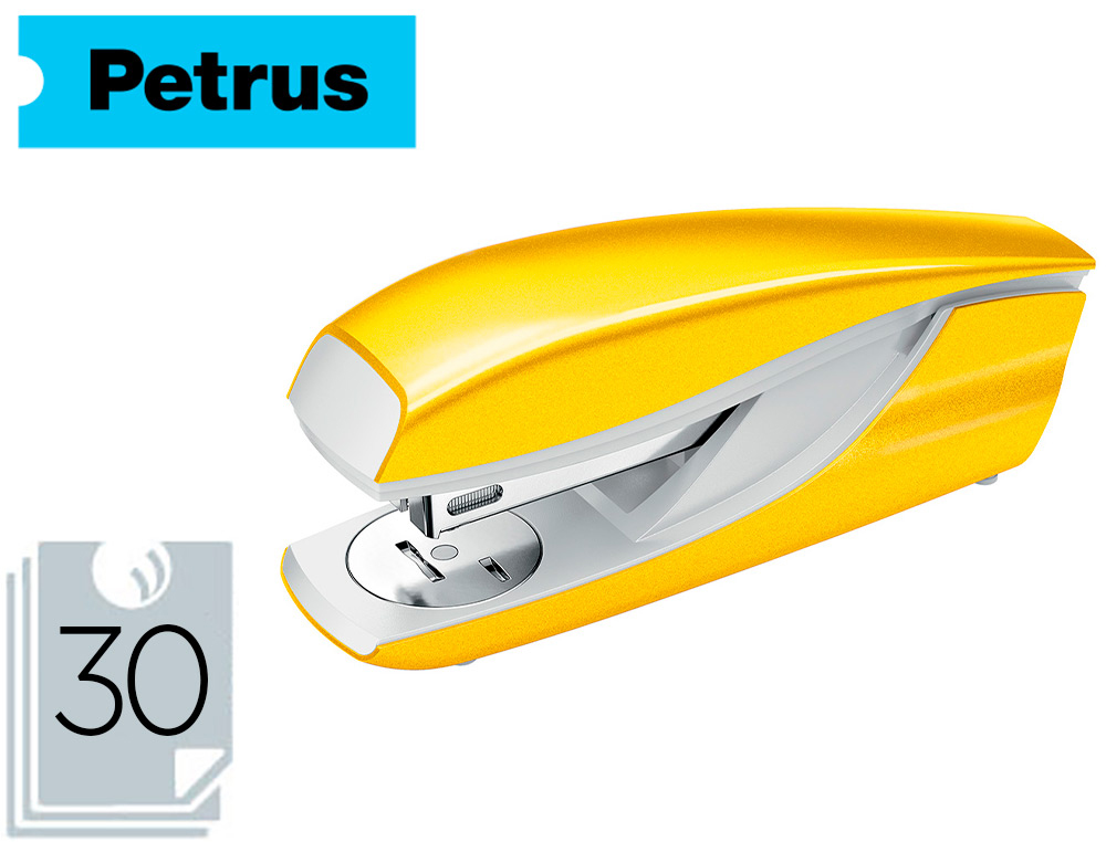 AGRAFADOR PETRUS 635 WOW AMARELO METALIZADO CAPACIDADE 30 FOLHAS