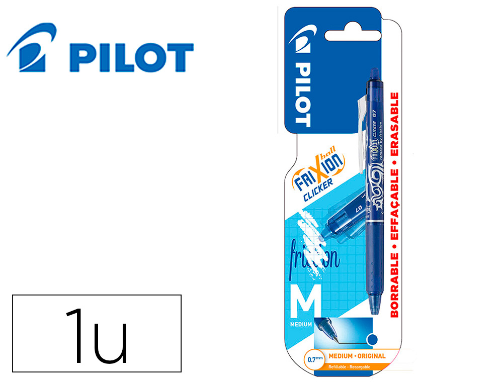 ESFEROGRAFICA PILOT FRIXION CLICKER APAGAVEL 0,7 MM PONTA MEDIA AZUL EM BLISTER