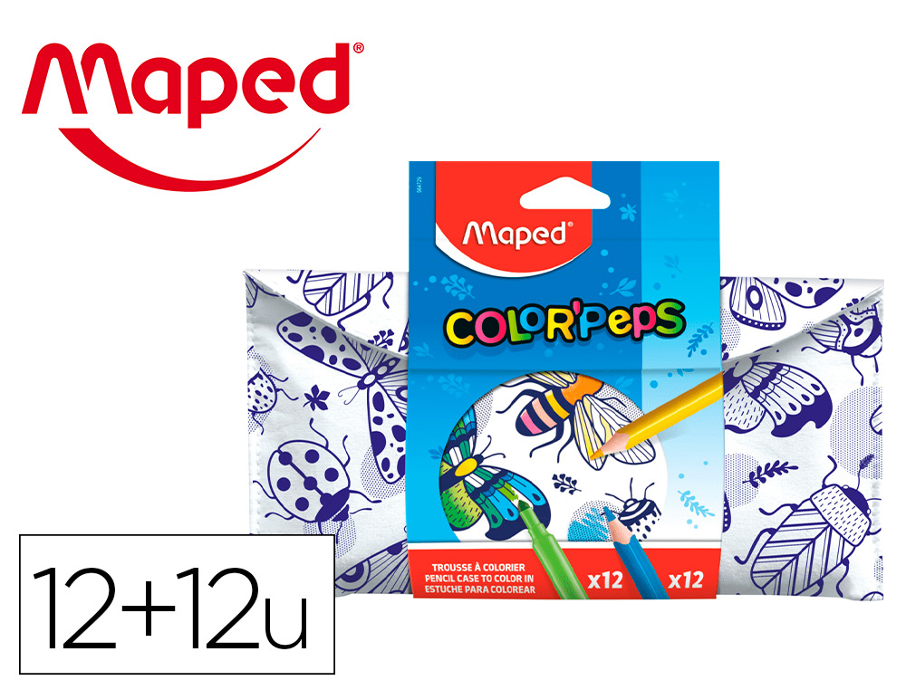 CONJUNTO PARA COLORIR MAPED 12 MARCADORES + 12 LAPIS CORES SORTIDAS