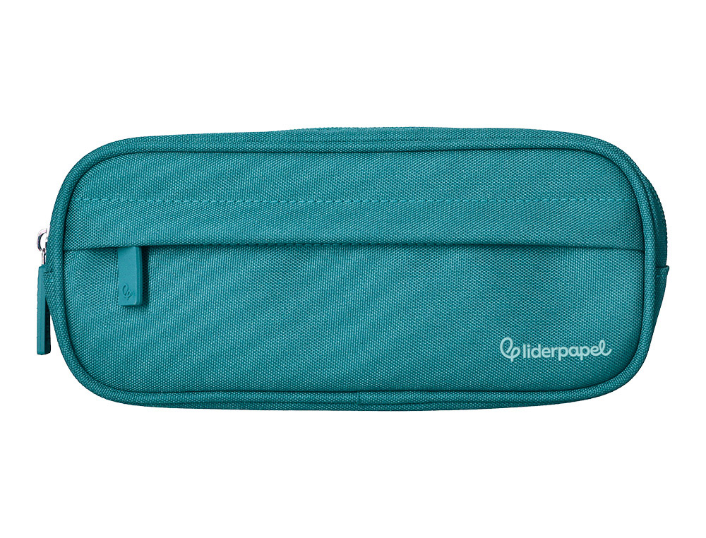 ESTOJO ESCOLAR LIDERPAPEL CLASSIC OVALADO 2 FECHOS COM BOLSO FRONTAL 210X90 MM AZUL TURQUESA