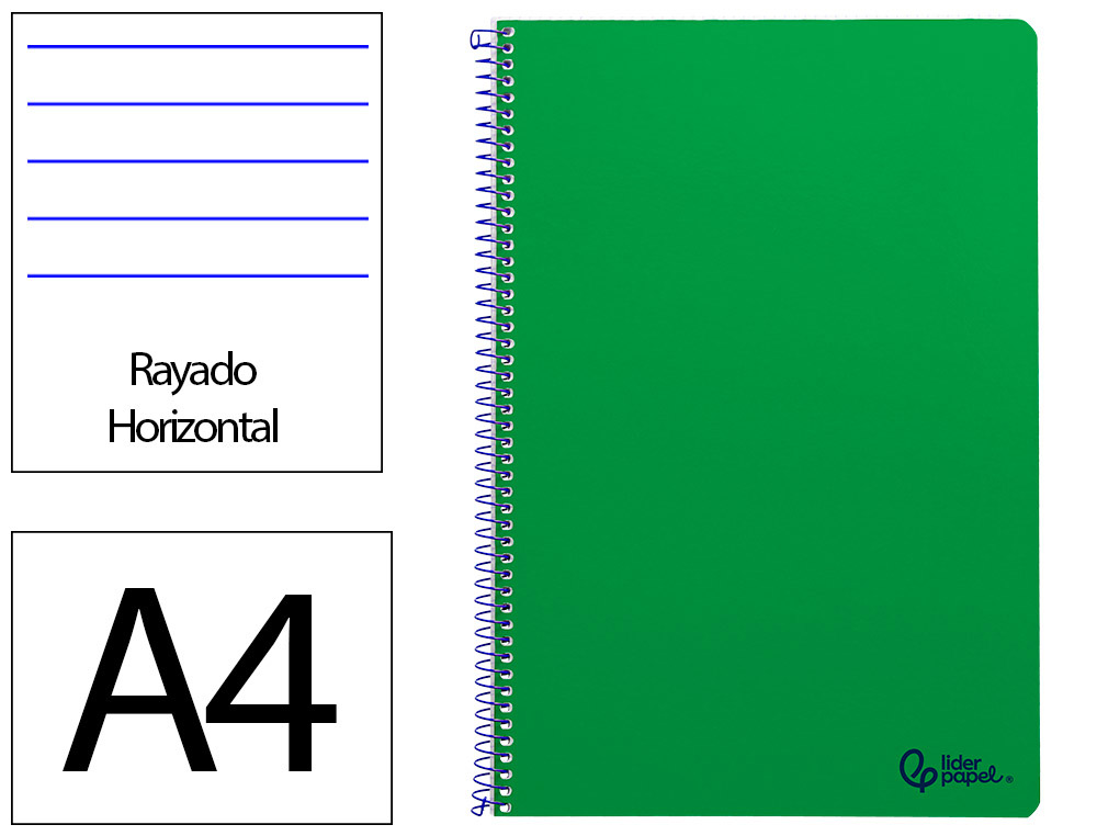 CADERNO ESPIRAL LIDERPAPEL DIN A4 SMART CAPA SUAVE 80 F 75GR PAUTADO COM MARGEM COR VERDE