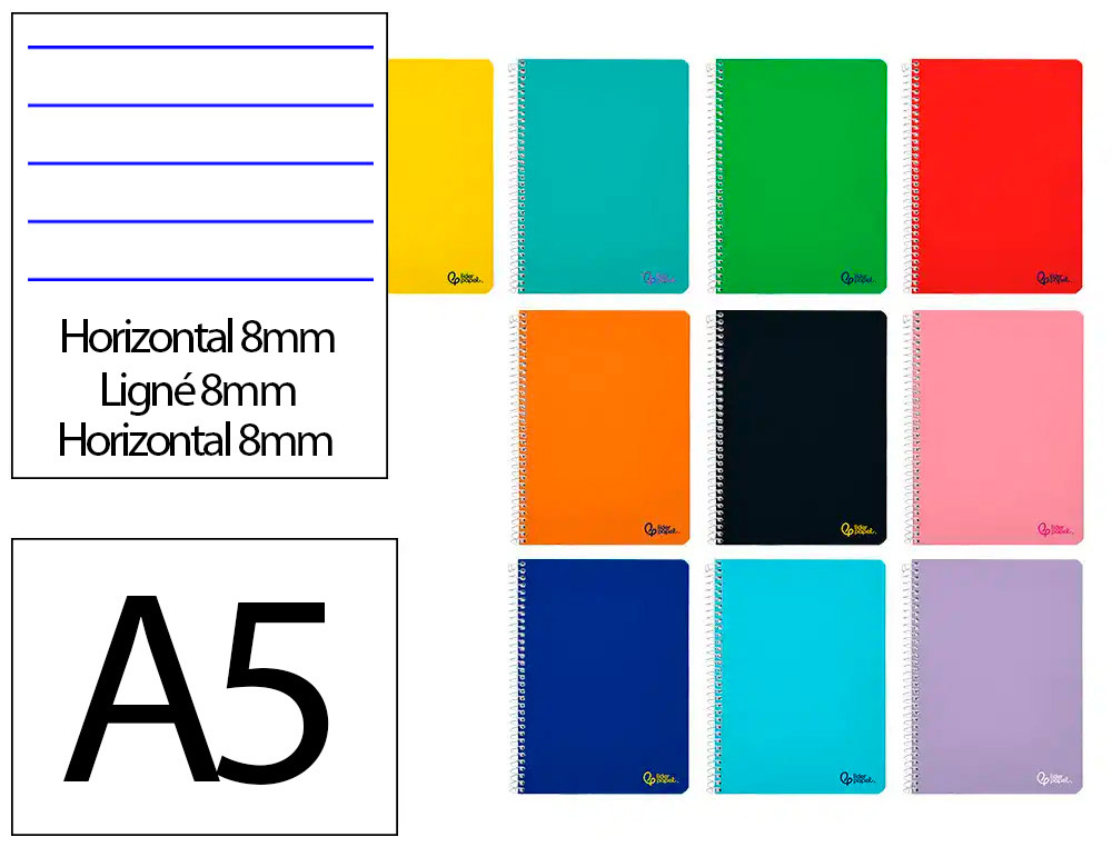CADERNO ESPIRAL LIDERPAPEL DIN A5 SMART CAPA SUAVE 80 F 75 GR PAUTADO 8MM COM MARGEM CORES SORTIDAS