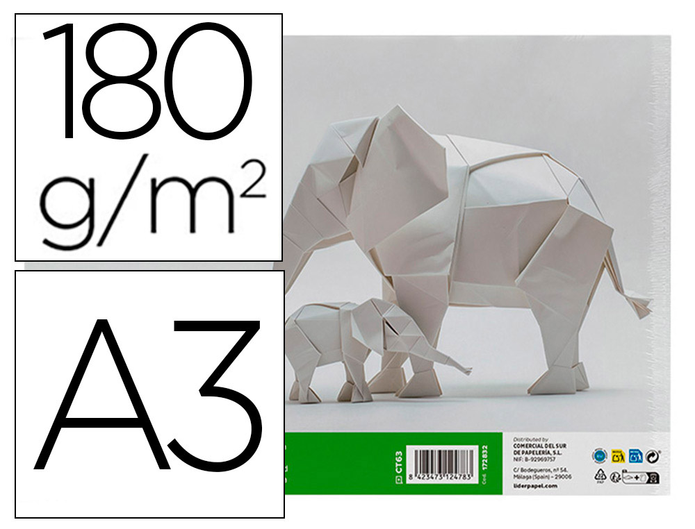 CARTOLINA LIDERPAPEL A3 180 GR BRANCO EMBALAGEM DE 25+5 FOLHAS EM PASTA DOSSIER TRANSPARENTE COM FECHO VELCRO