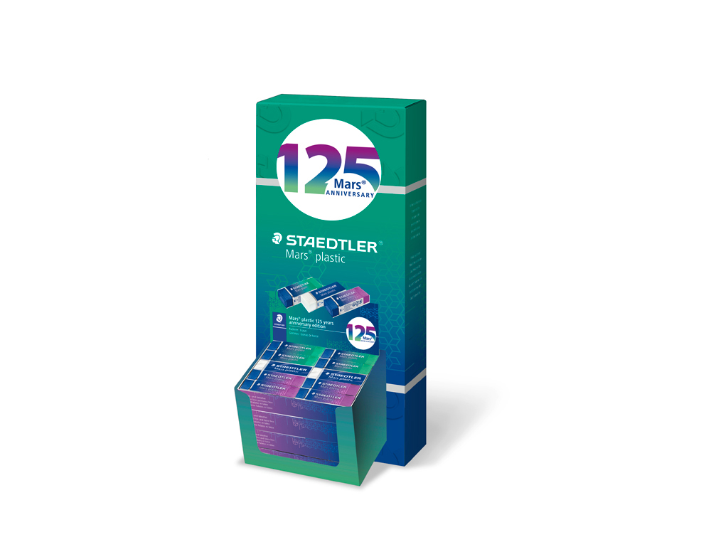 BORRACHA STAEDTLER MARS PLASTIC 125 ANIVERSARIO 526/50 MARS EXPOSITOR DE 40 BORRACHAS