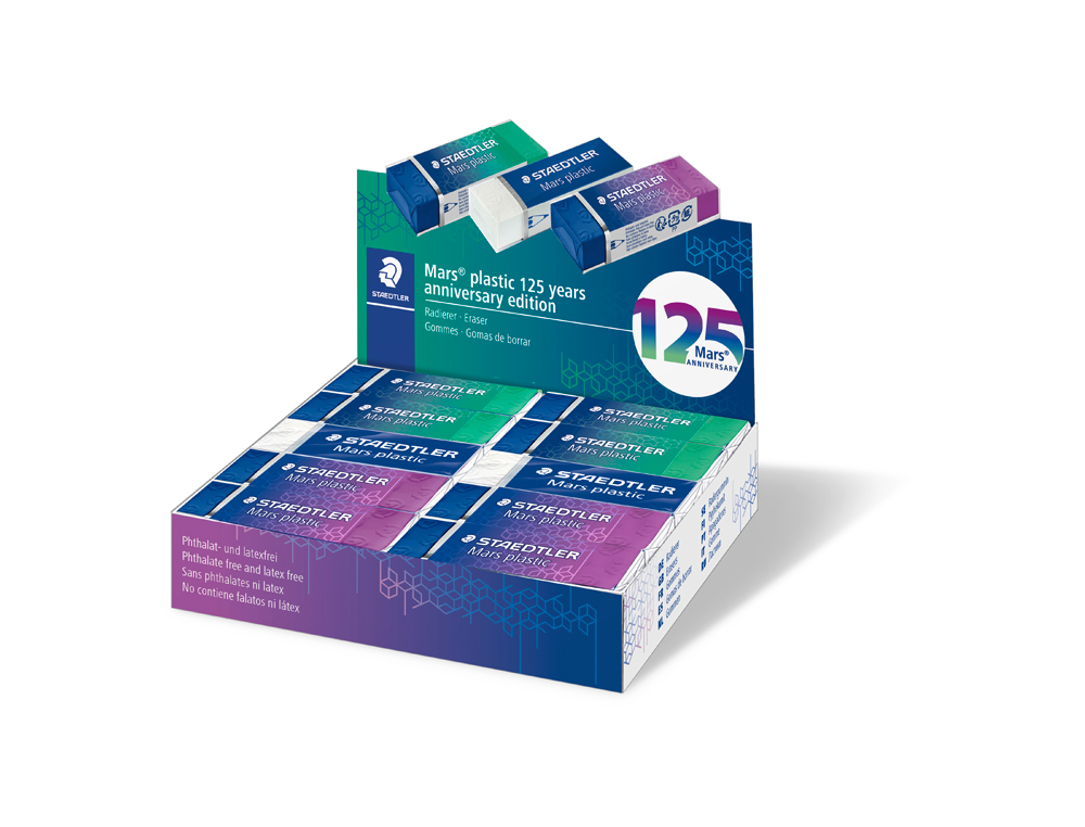 BORRACHA STAEDTLER MARS PLASTIC 125 ANIVERSARIO 526/50 CAIXA DE 20 UNIDADES