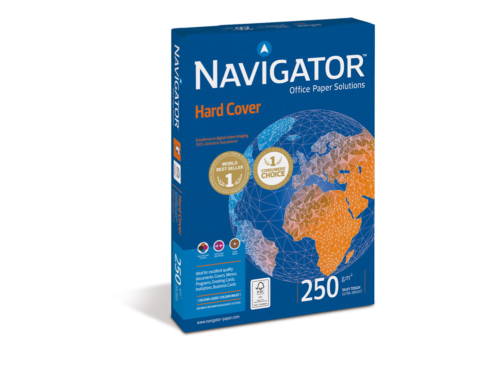 PAPEL FOTOCOPIADORA NAVIGATOR HARD COVER DIN A4 250 GR PAQUETE DE 125 HOJAS