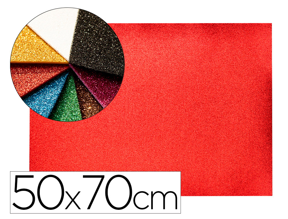 GOMA EVA COM PURPURINA BIODEGRADAVEL LIDERPAPEL 50X70CM 60 GR ESPESSURA 2 MM VERMELHO
