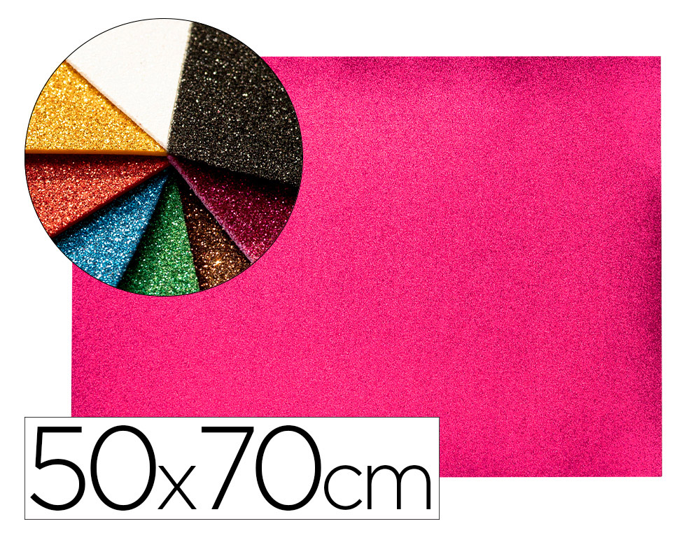 GOMA EVA COM PURPURINA BIODEGRADAVEL LIDERPAPEL 50X70CM 60 GR ESPESSURA 2 MM ROSA