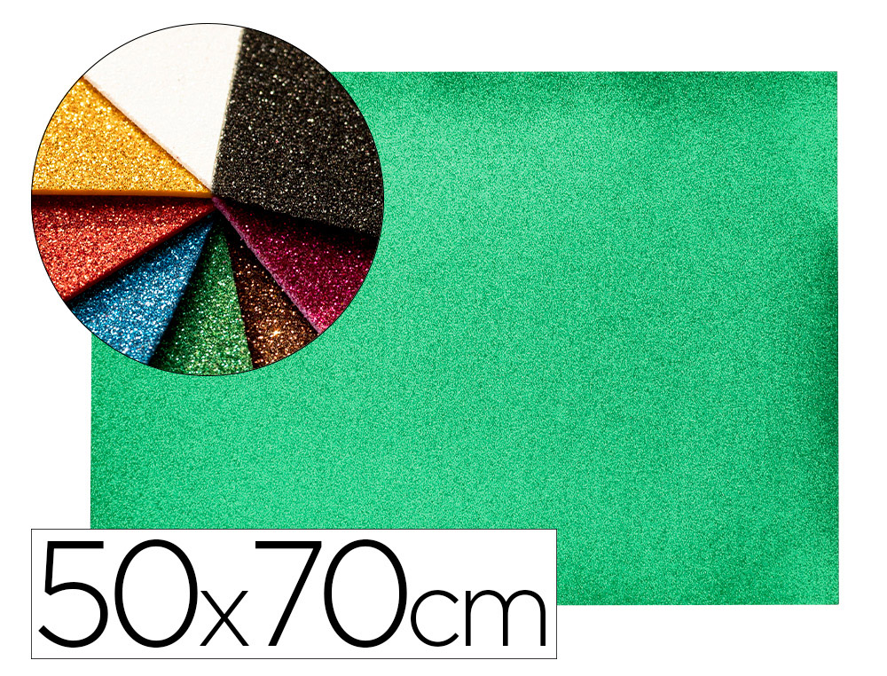 GOMA EVA COM PURPURINA BIODEGRADAVEL LIDERPAPEL 50X70CM 60 GR ESPESSURA 2 MM VERDE
