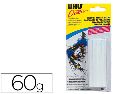 BARRA COLA TERMOFUSIVEL UHU PARA PISTOLA 60 GR CREATIV
