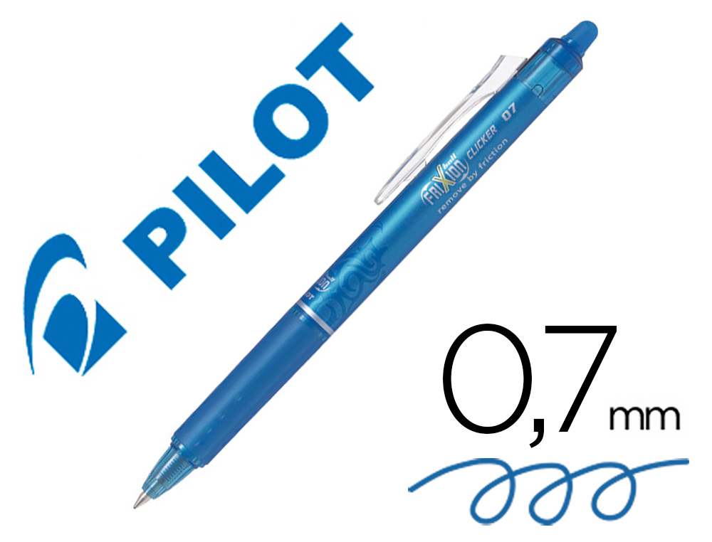 ESFEROGRAFICA PILOT FRIXION CLICKER APAGAVEL 0,7 MM COR AZUL CLARO EM BLISTER
