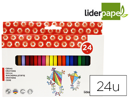 LAPIS DE CERA LIDERPAPEL CAIXA DE 24 CORES