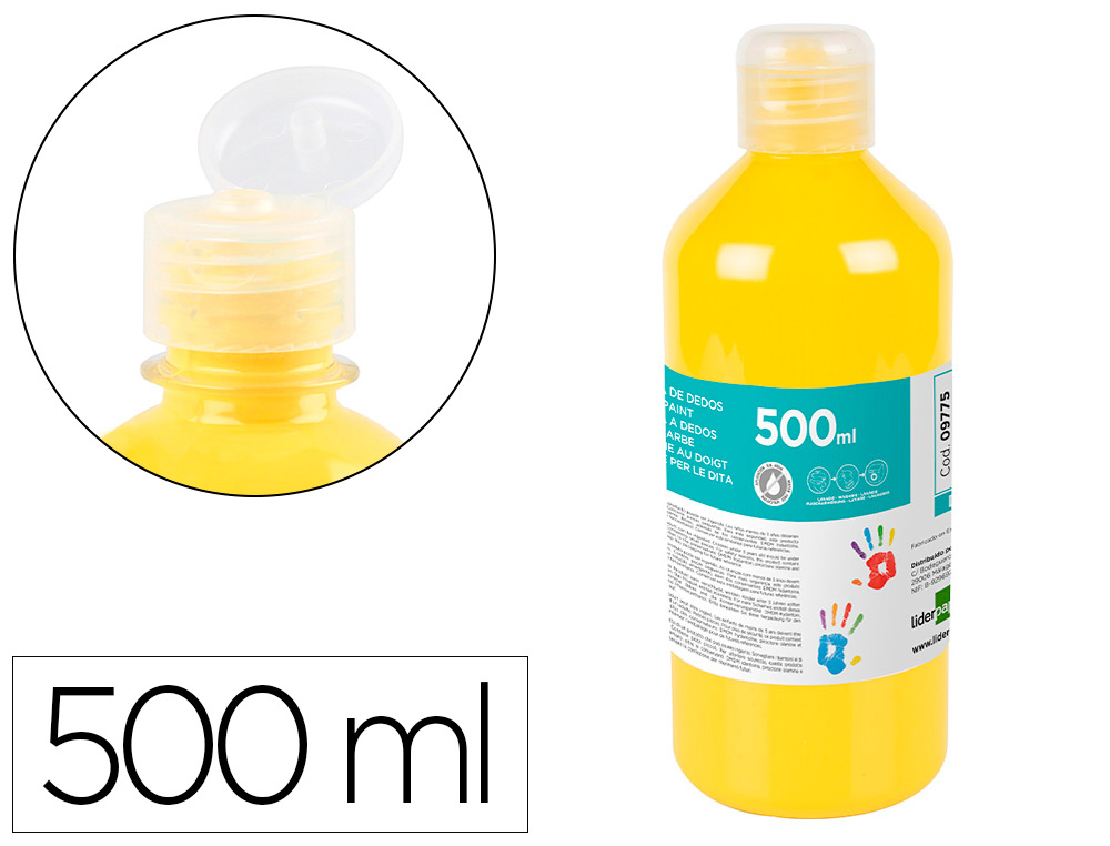 PINTURA A DEDOS LIDERPAPEL GARRAFA DE 500 ML AMARELA