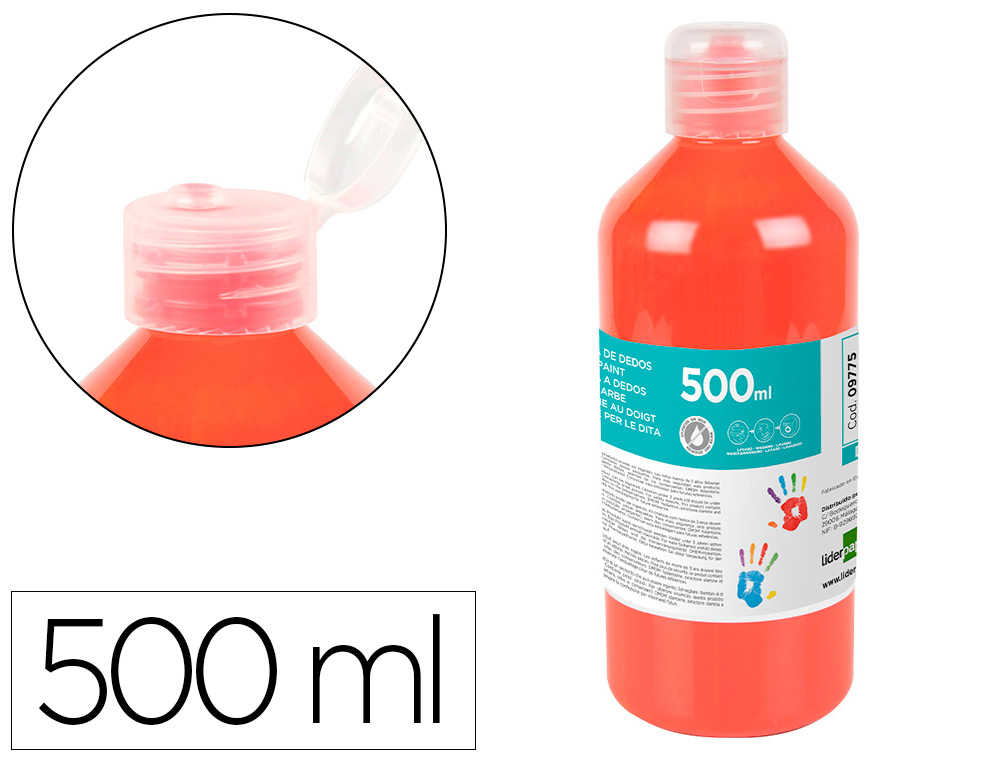 PINTURA A DEDOS LIDERPAPEL GARRAFA DE 500 ML VERMELHO