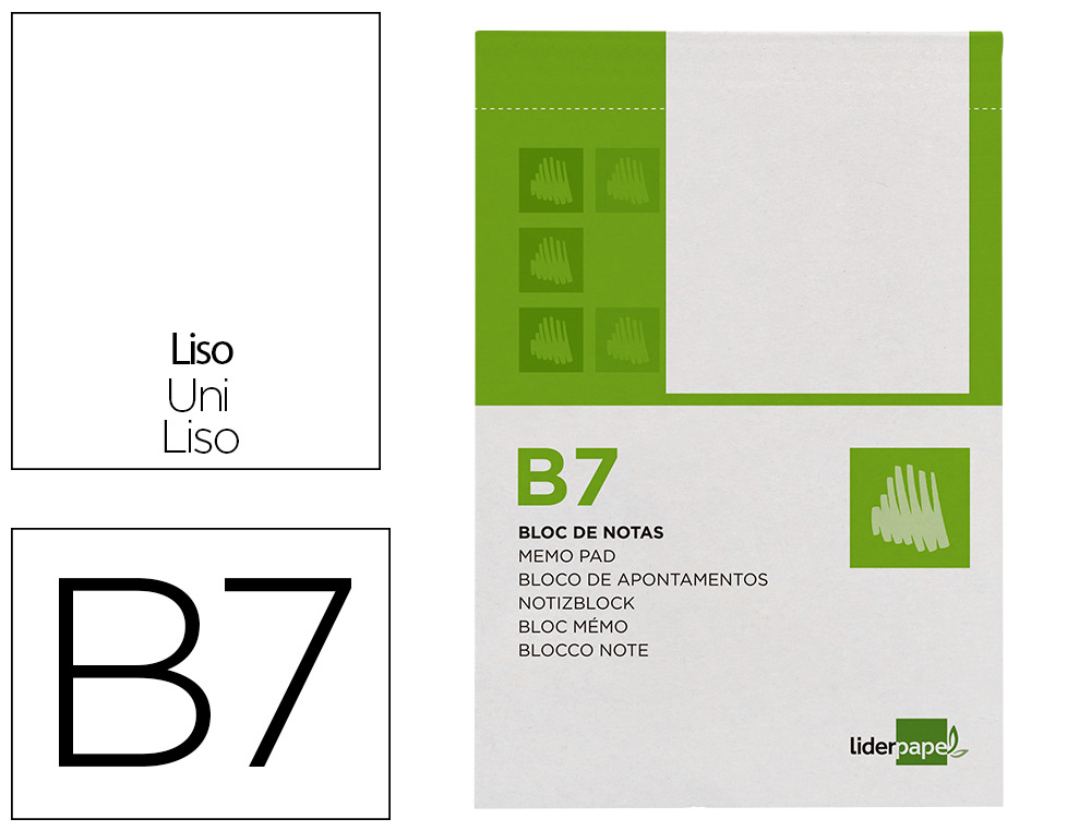 BLOCO DE APONTAMENTOS LIDERPAPEL DIN B7 80 F LISO