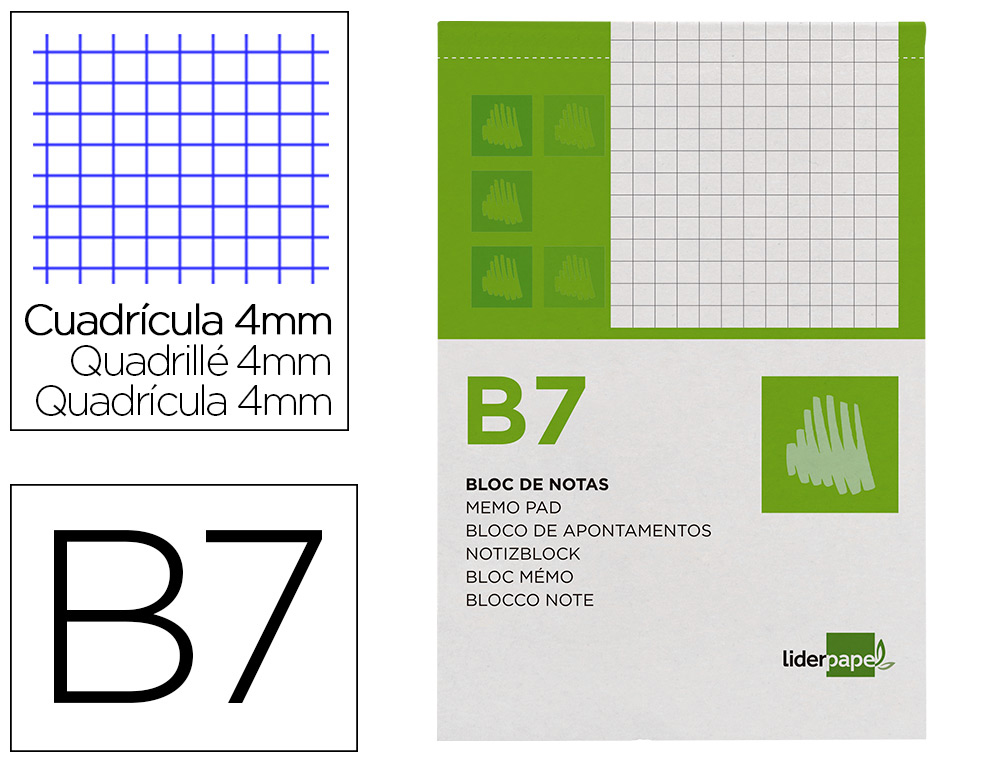 BLOCO DE APONTAMENTOS LIDERPAPEL DIN B7 80 F QUADRICULADO